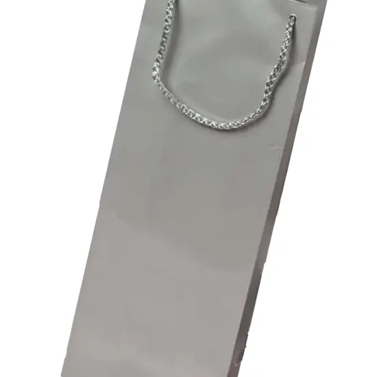 Chic Glossy Paper Wine Bottle Euro Tote 5" x 3" x 13 1/4" Silver {6}