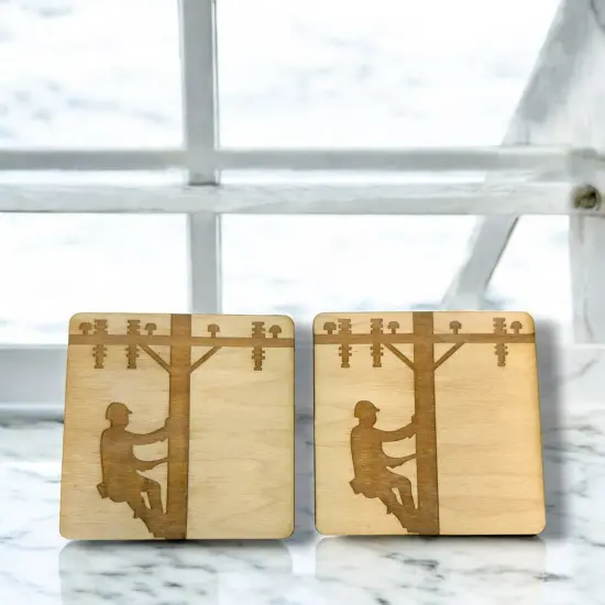 Lineman Coasters Set of 2 - Raw Wood {2}