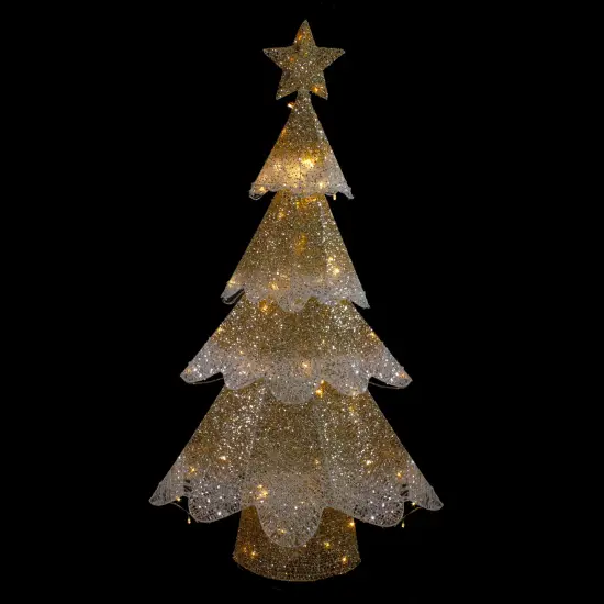 Northlight 46" LED Lighted Gold Mesh Christmas Tree Outdoor Decoration {3}