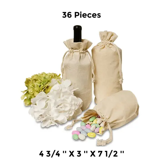 Petite Round Bottom Cotton Muslin Bag 4 3/4" x 3" x 7 1/2" {1}