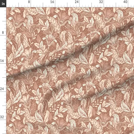 Various Fabrics by the Yard or Fat Quarter Botanical Monochrome Art Nouveau Faux Texture Earth Tone Brown Floral Abstract Foliage Bohemian Custom Printed Fabric by Spoonflower {1}