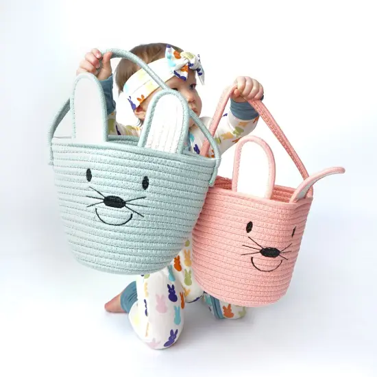 PEACH BUNNY ROPE EASTER BASKET {4}