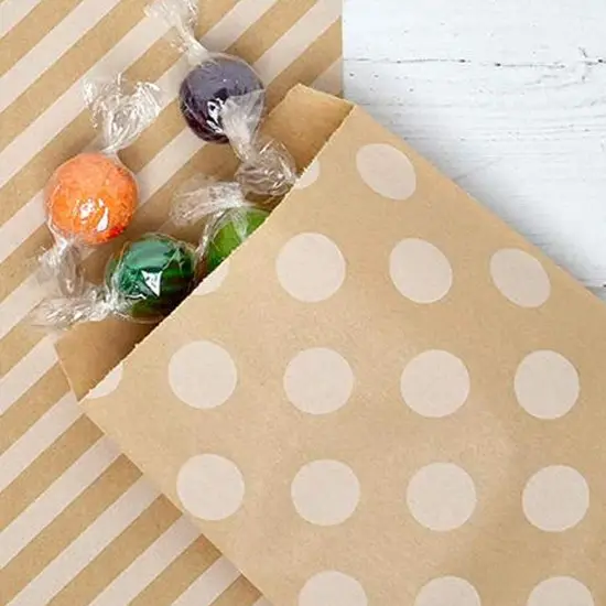 Versatile White Paper Merchandise Bags 4" x 5 3/8" Polka Dot {5}