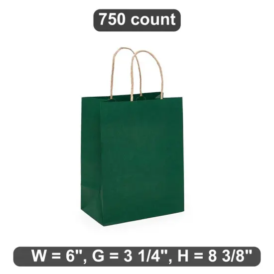Compact Kraft Tinted Color Shopping Bag 6" x 3 1/4" x 8 3/8" {1}