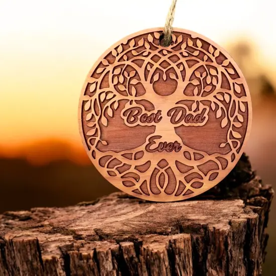 Best Dad Ever Celtic Tree of Life - Cedar Ornament {3}