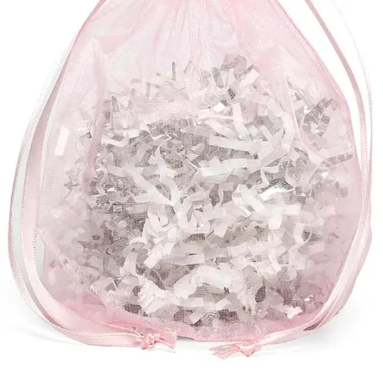Wide Round Flat Bottom Organza Bags 6 1/2 '' X 4 '' X 7 '' for Packaging Pink {5}