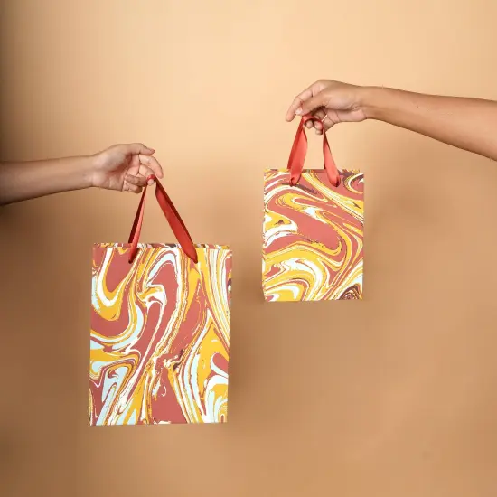 Small Gift Bag - Set of 5 - 8.5" X 6.5" Pink {6}