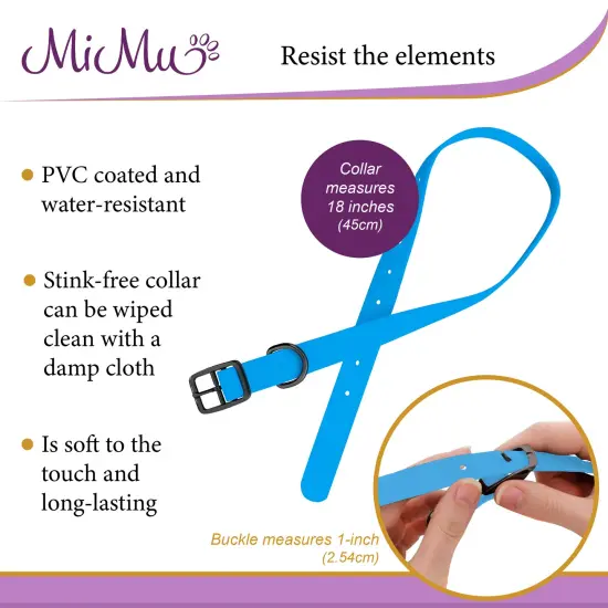 MiMu Small Silicone Dog Collar - Blue 18in Stylish Dog Collar with Prong Buckle {5}