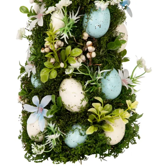 Northlight Floral and Foliage Easter Egg Tree - 14" - Blue and White {6}