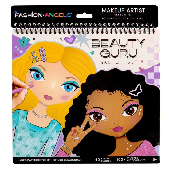 Fashion Angels: Sketch Portfolio Set - Beauty Guru Makeup Artist - Design & Hair Pad, 4 Stencil Sheets, 100+ Colorful Stickers, Girls-Tweens-Kids 6+ {3}