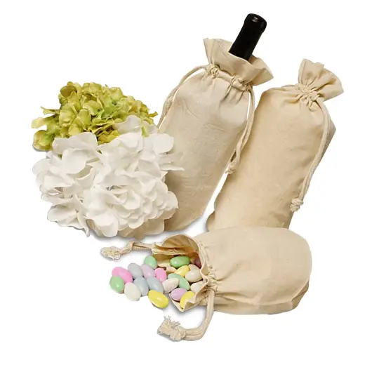 Petite Round Bottom Cotton Muslin Bag 4 3/4" x 3" x 7 1/2" {4}