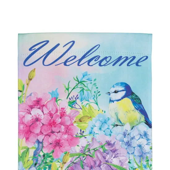 Northlight Blue and Purple Welcome Bird Outdoor House Flag 28" x 40" Green {5}