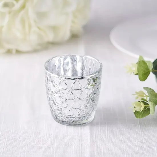 6 pcs 3" Assorted Geometric Designs Glass VOTIVE CANDLE HOLDER Party Supplies {4}