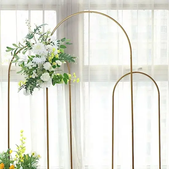 6 ft Gold Metal Floral Display Frame Round Top BACKDROP STAND Wedding Arch Event {2}