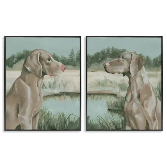 Stupell Industries Weimaraner Dog by Marsh 2 pc Framed Giclee Wall Art Set Design by Grace Popp {1}
