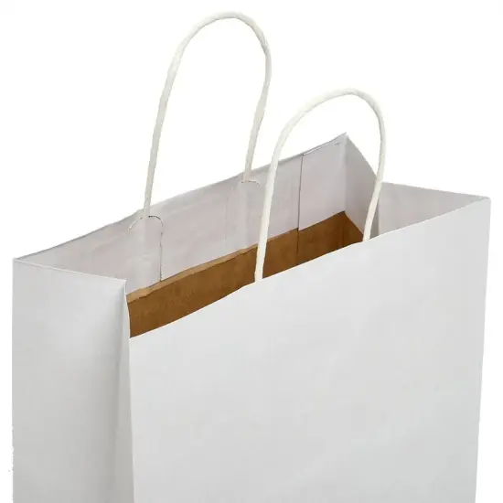 White Kraft Versa Recycled Handle Bags 13'' X 6'' X 16'' Classic {3}
