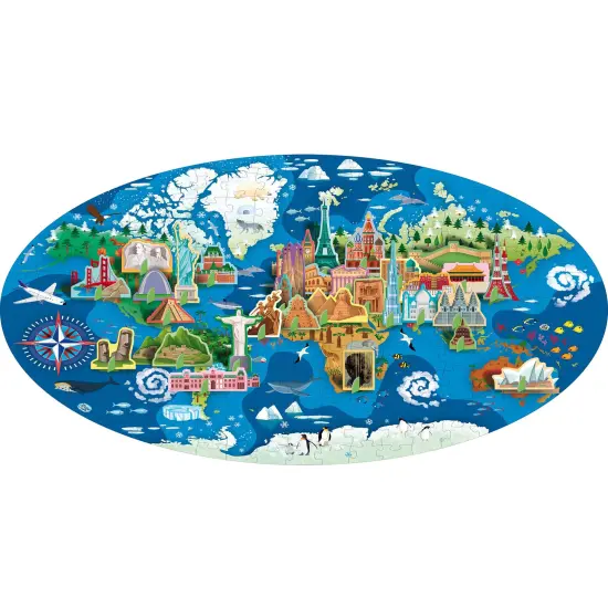 Sassi: Travel, Learn & Explore - Monuments Of The World - 200pc Puzzle, 32pg Facts Book, 32 Special Figures, Poster, UNESCO, Educational Set, Kids 6+ {3}