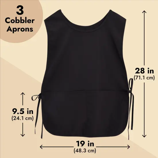 Okuna Outpost 3-Pack Cobbler Aprons with Pockets, Adjustable, Practical, Versatile and Durable Unisex Work Smocks for Garden, Art, Craft, Painting or Pottery Project (19 x 28 In), Black {4}