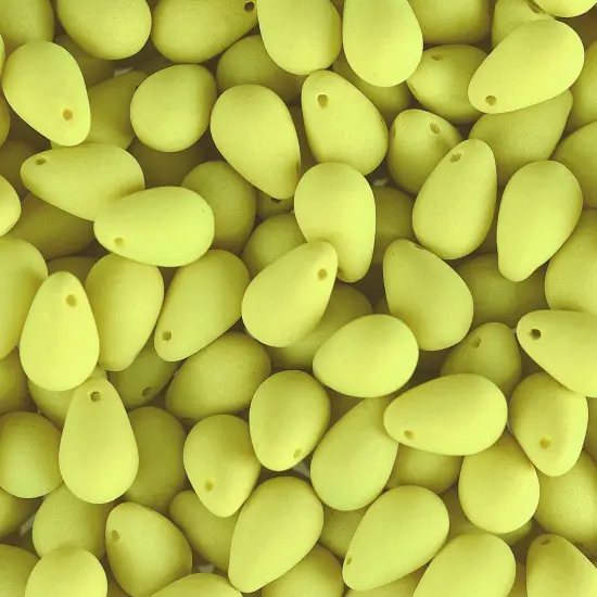 John Bead 114pcs 6x9mm Czech Glass White Alabaster Velvet Drop Bead Strands Soft Yellow {1}