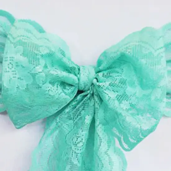 10 Pieces Tiff Blue Caspari Lace Chair Sashes for Elegant Event Decoration 9x108 Inches {3}