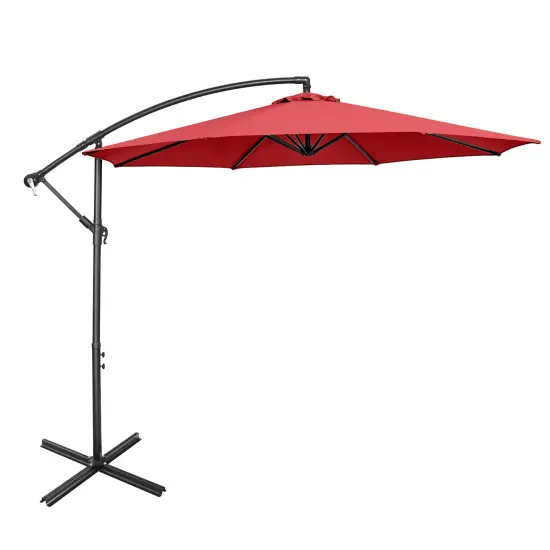 Costway10 FT Patio Offset Umbrella w/8 Ribs Cross Base Tilt {12}