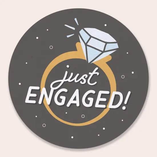 Big Dot of Happiness 25 Ct Just Engaged Drink Coasters, 4-Inch Disposable Round Paper Coasters for Engagement Party, Table Decor for Bar Drinks {1}