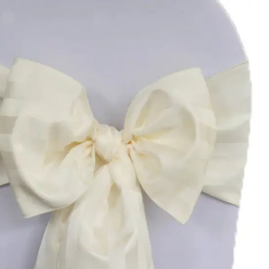10 Pieces Ivory Striped Jacquard Polyester Chair Sashes 7.5"x108" for Elegant Events {4}