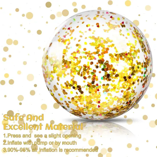 10 Pieces 16 Inch Summer Inflatable Glitter Beach Balls (Gold, Silver,Glitter) {4}