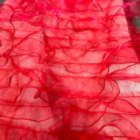 1 Yard Voluminous Ruffle Organza Fabric for Backdrops & Dresses 52/54" Width Red {1}