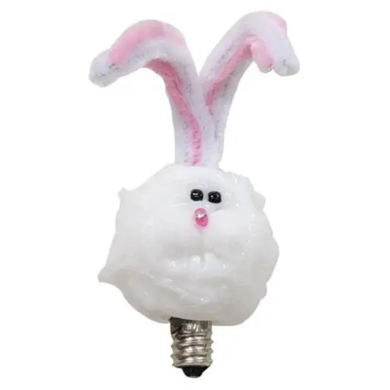 White Silicone Bunny Bulb, 3W Candelabra Light with Bead Eyes {1}