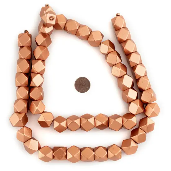 The Bead Chest Copper Cornerless Cube Wood Beads: 15mm Diamond Cut Natural Organic Beads for Jewelry Making {2}