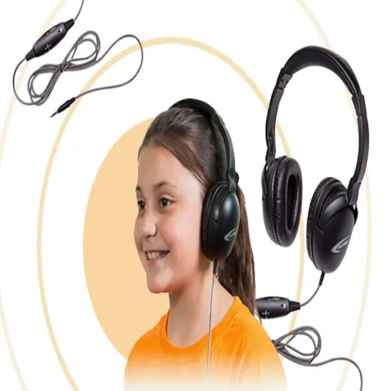 Califone NeoTech Plus 10171MT Premium, Over-Ear Stereo Headset with Inline Microphone, 3.5mm Plug, Black {6}