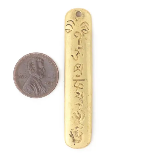 The Bead Chest Brass Om Mani Padme Hum Pendant (58x20mm) {2}