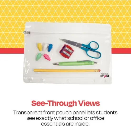 School Smart Zipper Binder Pouches , 7 x 10 Inches, Clear and White, Pack of 24 {6}