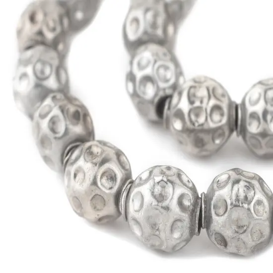 The Bead Chest Silver Dotted Sphere Hollow Tribal Beads (18mm) {1}