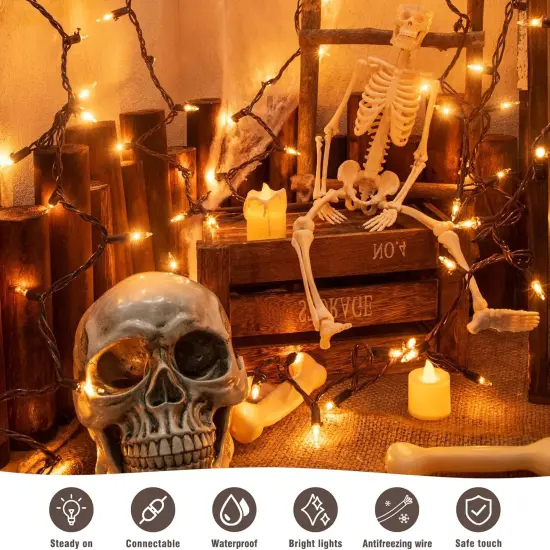 13FT 50 Clear Christmas String Lights - Warm White & Brown Wire {5}