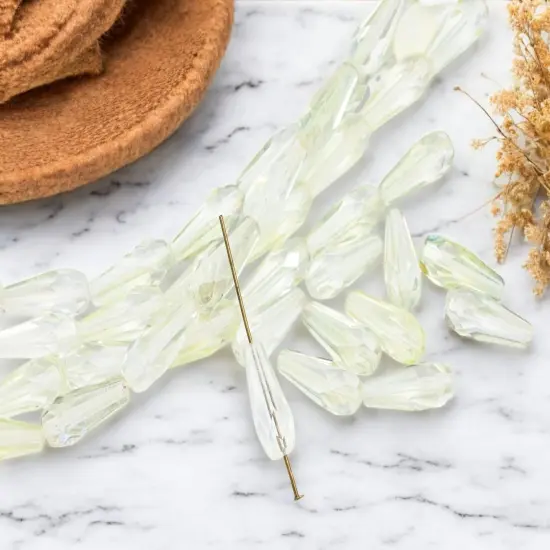 *10* 20x8mm Antique Crystal AB Gemcut Vertical Teardrop Beads {4}