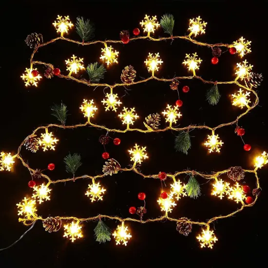 Christmas Garland with Snowflake Lights, 30 Led 10ft Battery Operated {6}