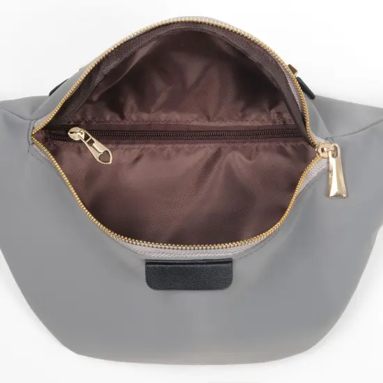 Gray Oversized Fanny Pack, Plus Size Crossbody Bag with Adjustable Belt Straps, Fits 42-54 Inch Waist Grey {3}