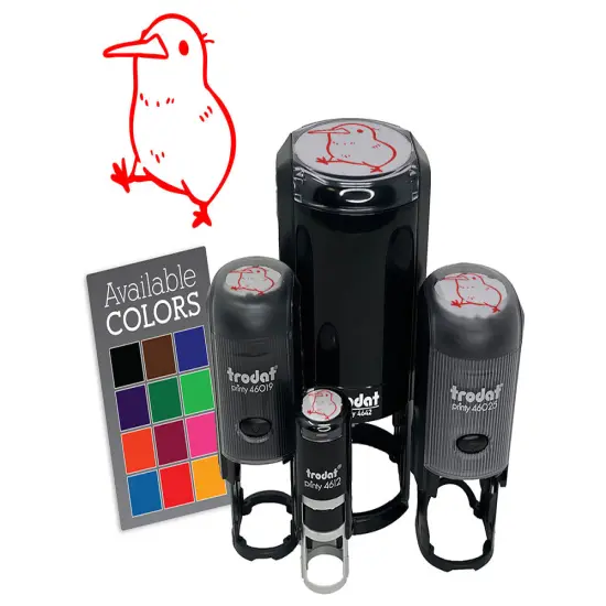Cute Chubby Kiwi Bird Walking New Zealand Self-Inking Rubber Stamp Crafting Blue {7}