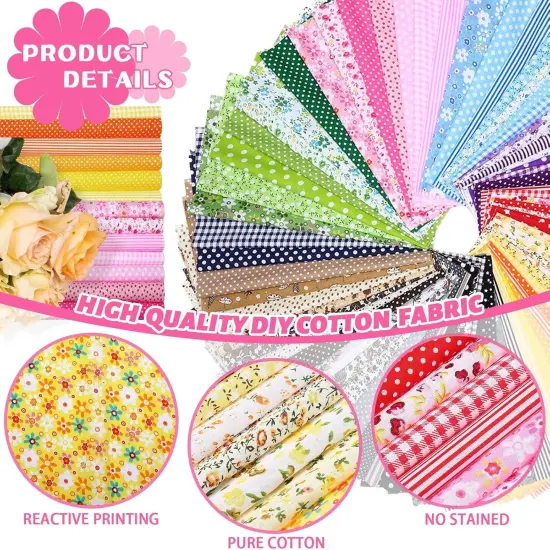 100 Pcs 10 x 10 Inch Cotton Fabric Squares Multicolor Precut {5}