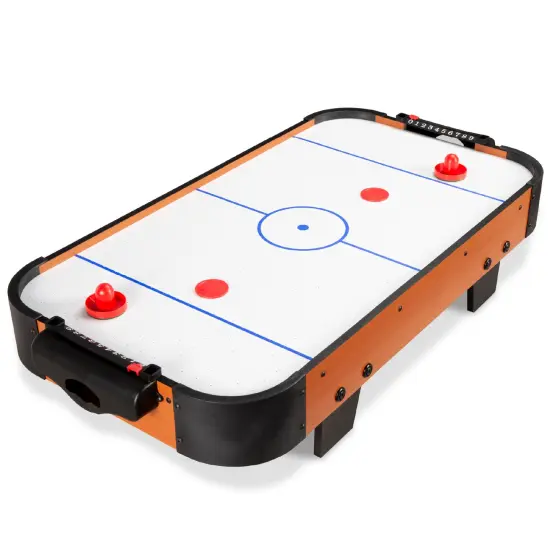 Best Choice Products 40in Air Hockey Arcade Table w/ 100V Motor, Electric Fan, 2 Strikers, 2 Pucks Natural {7}