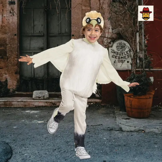 Baby Scuttle Costume, White Top with Wing Cape and Seagull Headpiece {2}