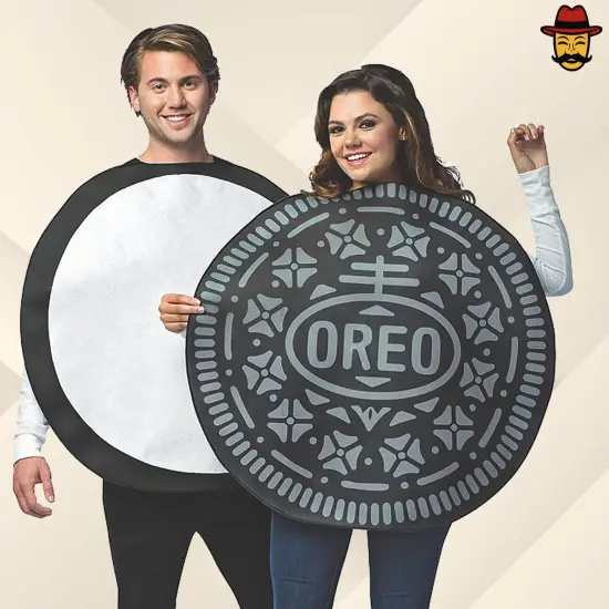 Oreo Couples Costume 2 In One Set Halloween Food Tunics Funny Party Outfit {4}