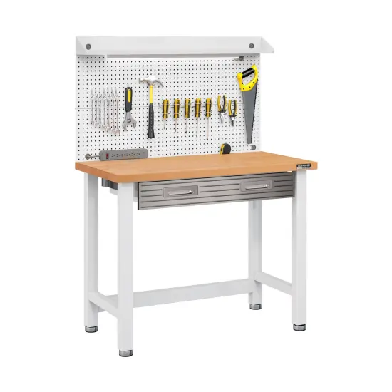 Seville Classics UltraHD Lighted Workcenter w/ Wood Top and Pegboard White {4}
