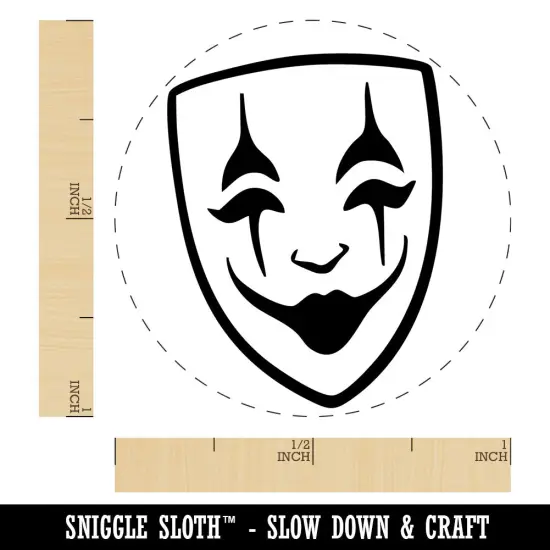 Jester Clown Joker Mask Smile Drama Self-Inking Rubber Stamp Crafting Planners Red {1}