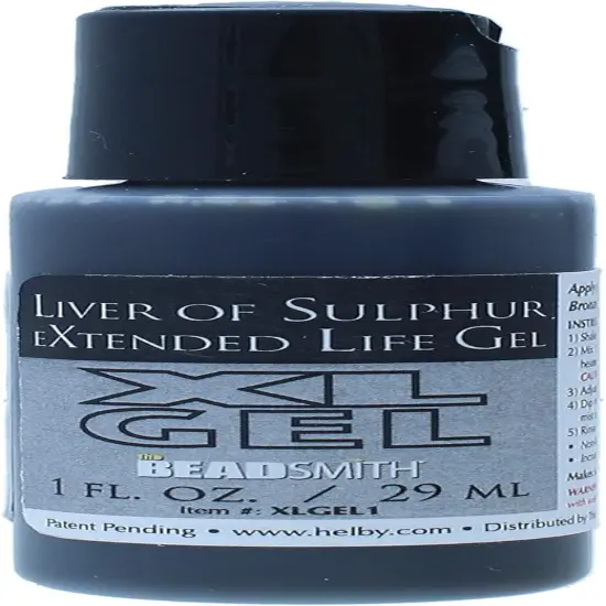 The Beadsmith XL Gel, Liver of Sulfur Extended Life Gel, 1 Fluid Ounce (29ml) Bottle, Apply a Patina Finish to Silver, Copper, and Other Metal for Oxidized Look on Art and Jewelry Projects {1}
