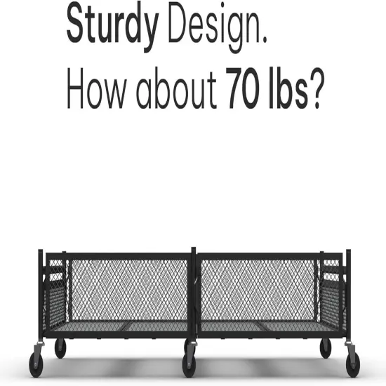 Under Bed Storage with Wheels &ndash; XXL 65L Metal Frame Rolling Bin - 31.5"x23.6 {3}