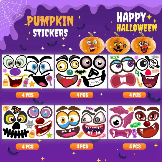 48Packs Pumpkin Stickers Decorating Kit {2}