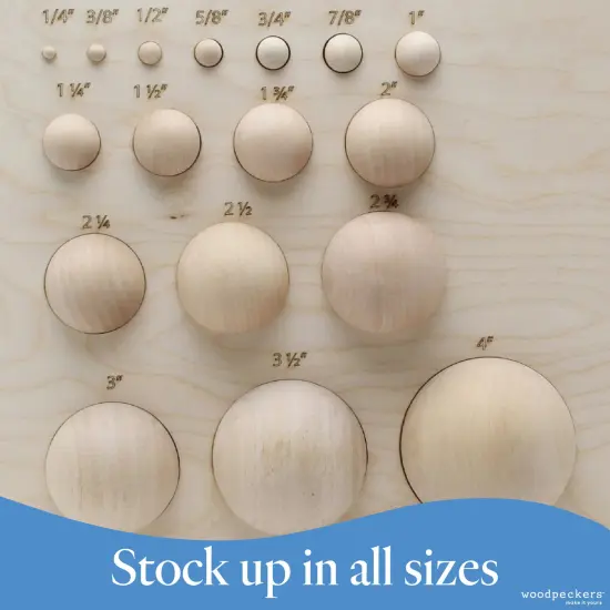 Wooden Balls, Assorted Unfinished, Round, Birch Hardwood Craft Balls | Woodpeckers {6}